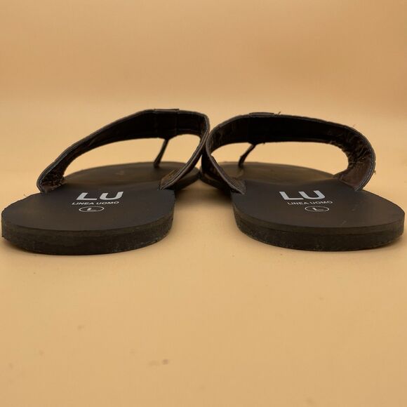 Linea Uomo Danton Leather Flip-Flops / Sandals Men's Size Large Brown Black - Picture 6 of 16